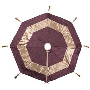 Vickerman 60″ Baroque Christmas Tree Skirt Purple Gold Tassels Holiday Decor
